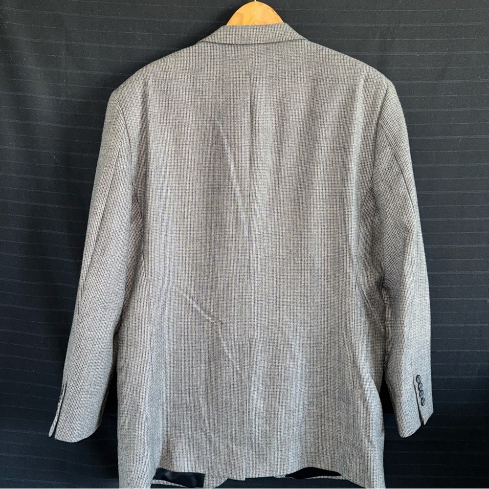Chaps 100% Lambswool Gray Plaid 2 button Sports Coat Jacket Mens 42R Lined - Picture 8 of 14